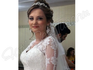 Taşlı ve taçlı gelin başı modeli