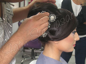 Taşlı ve taçlı gelin başı modeli