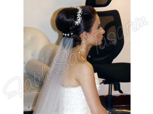 Taşlı ve taçlı gelin başı modeli