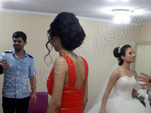 Taşlı ve taçlı gelin başı modeli